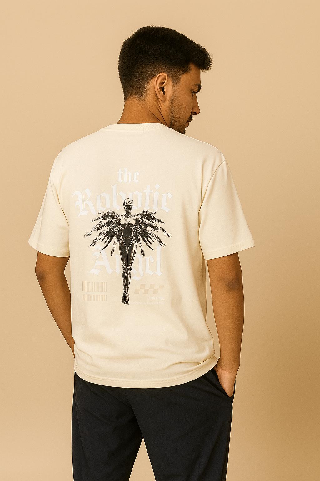 Oversized cotton tshirt men front view showing clean minimalist design and heavyweight 240 GSM cotton fabric